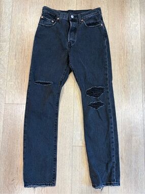 Levi’s 501 Black Distressed Straight Leg Jeans W27 L30